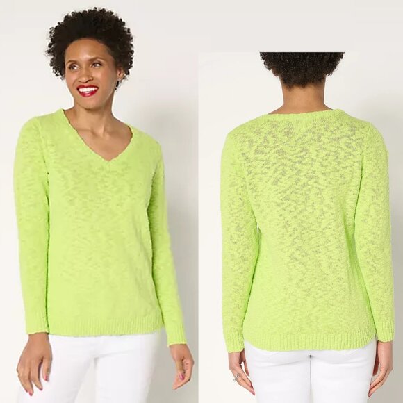 New Belle Beach by Kim Gravel Gotta Getaway Cotton Key Lime Sweater Size S - Picture 2 of 9